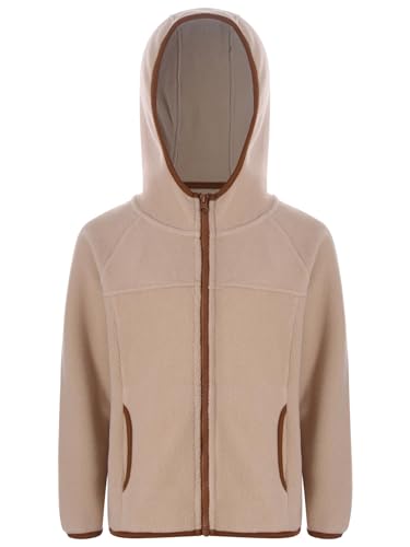 Fldy Kinder Mädchen Jungen Fleecejacke Langarm Mit Kapuze Reißverschluss Warme Herbst Winter Outdoor Mantel Outwear Beige 170 von Fldy