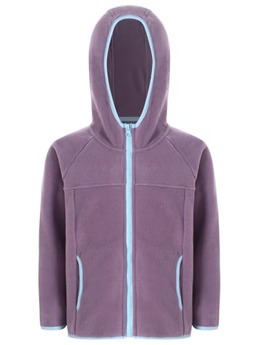 Fldy Kinder Mädchen Jungen Fleecejacke Langarm Mit Kapuze Reißverschluss Warme Herbst Winter Outdoor Mantel Outwear Violett 134-140 von Fldy