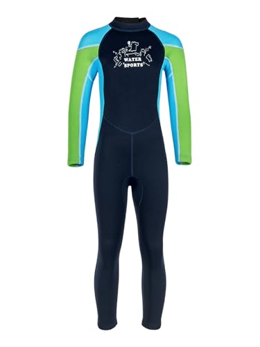 Fldy Kinder Neoprenanzug Jungen 2.5 mm Lang Zum Schwimmen UV Schutz Ganzkörper Neopren Surfen Bademode Navy blau 146-152 von Fldy