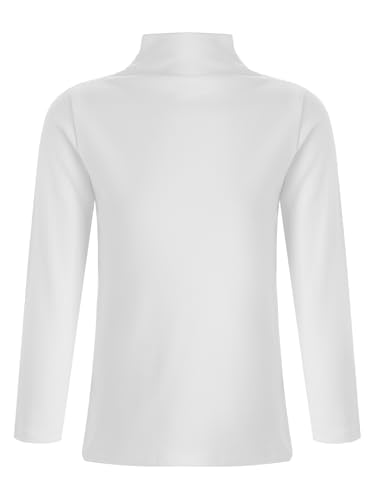 Fldy Kinder Rollkragenshirt Mädchen Jungen Thermo Oberteil Rollkragen Langarmshirt Sport Lässige Sweatshirt Top Slim Fit Gr. 92-140 Weiß 128-140 von Fldy