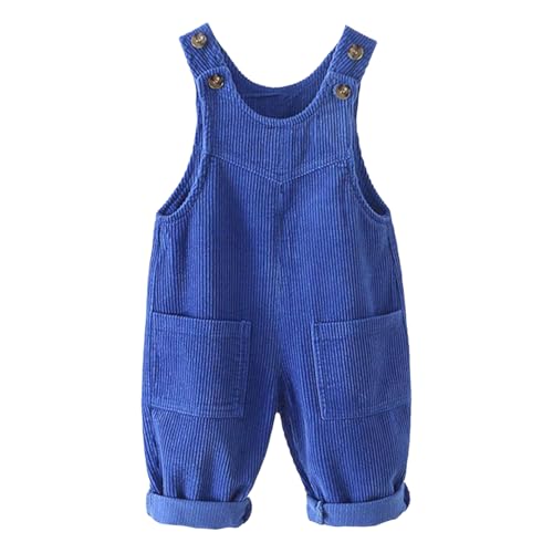 Fldy Kleinkind Baby Cord Latzhose Jungen Mädchen Hosenträger Overall Mit 2 Taschen Frühling Herbst Babyhose Gr. 80-110 Königsblau 92-98 von Fldy
