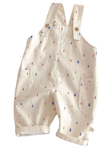 Fldy Kleinkind Baby Latzhose ärmellose Overall Mit Hosenträger Baby Jungen Mädchen Lange Hose Baumwolle Gr. 74-110 Farbig-Regentropfen 74-80 von Fldy