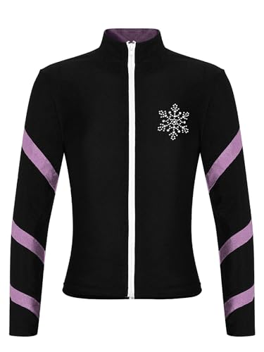 Fldy Mädchen Eiskunstlauf Jacke Thermo Gefütterte Sweatjacke Mit Stehkragen Kinder Rollkunstlauf Sport Gymnastik Tanz Workout Mantel Slim Fit Rosa 122-128 von Fldy