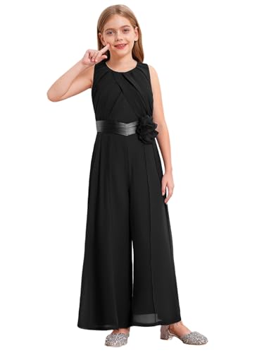 Fldy Mädchen Jumpsuit Festlich ärmellos Overall Lang Weites Bein Hose Mit Taillengürtel Für Party Hochzeit Kommunion Schwarz 158-164 Fldy Mädchen Jumpsuit Festlich ärmellos Overall Lang Weites Bein Hose Mit Taillengürtel Für Party Hochzeit Kommunion Schwarz 158-164 von Fldy