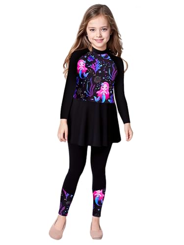 Fldy Mädchen UV Badeanzug Langarm Badeoberteil Kleid Hose 2er Set Kinder Rashguard Bademode Badebekleidung Sonnenanzug Schwarz 170 Fldy Mädchen UV Badeanzug Langarm Badeoberteil Kleid Hose 2er Set Kinder Rashguard Bademode Badebekleidung Sonnenanzug Schwarz 170 von Fldy