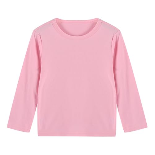 Fldy Unisex Kinder Baby Langarm-T-Shirt Mädchen Jungen Langarmshirt Rundhals Basic Top Oberteil Einfarbig Rosa 86-92 von Fldy
