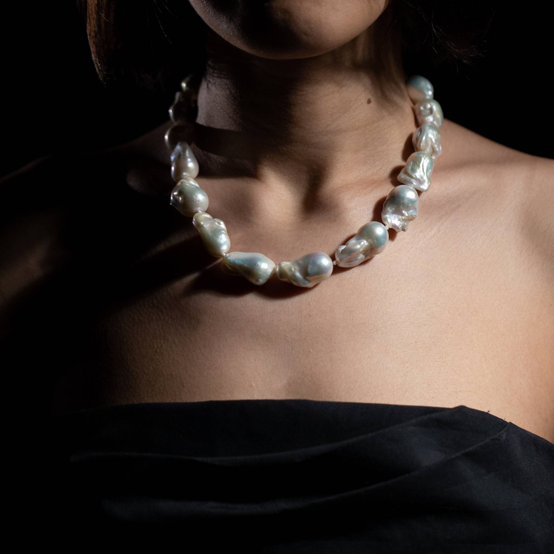 Große Barock Perlen Kette 22K Vergoldet Hochzeit Schmuck Neujahr Geschenk Für Sie von Flechazojewelry