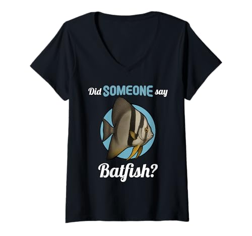 Damen Fledermausfische Batfish Fledermausfisch T-Shirt mit V-Ausschnitt von Fledermausfische Batfish Fledermausfisch Tier Shop
