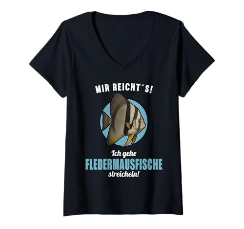 Damen Fledermausfische Batfish Fledermausfisch T-Shirt mit V-Ausschnitt von Fledermausfische Batfish Fledermausfisch Tier Shop