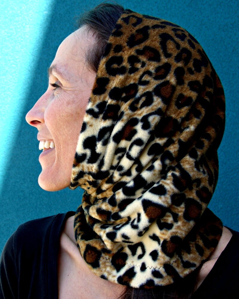 Geparden-Print-Fleece 3-In-1-Kapuze Stirnband, Halstuch von FleeceStudio