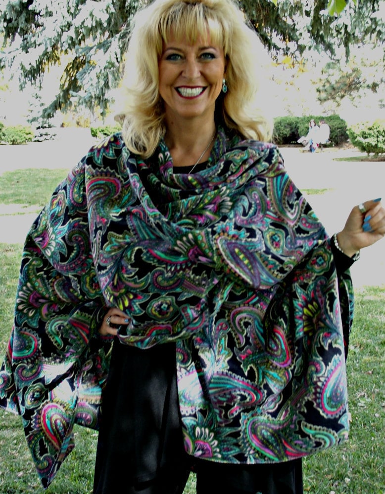 Paisley Fleece Ruana Wrap, Geschenke Für Frauen, Jugendliche, Waschbar, Paisley-Fleece Ruana, Zwei Größen von FleeceStudio