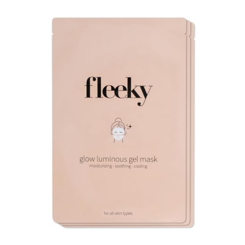 FLEEKY Glow Luminous Gel Maske – Strahlender Teint & intensive Feuchtigkeit – Mit Vitamin C & Niacinamid – Koreanische Gesichtspflege für Frauen & Männer (3 Stück) von Fleeky Brow