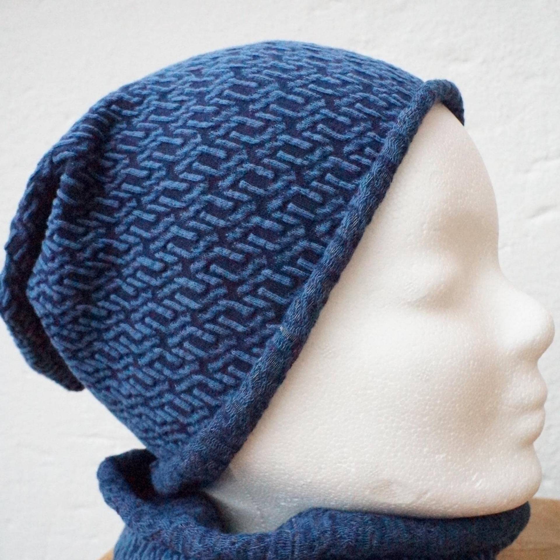 Mütze Beanie Damen Herren Blau Bio Baumwolle von FleerlingDesign