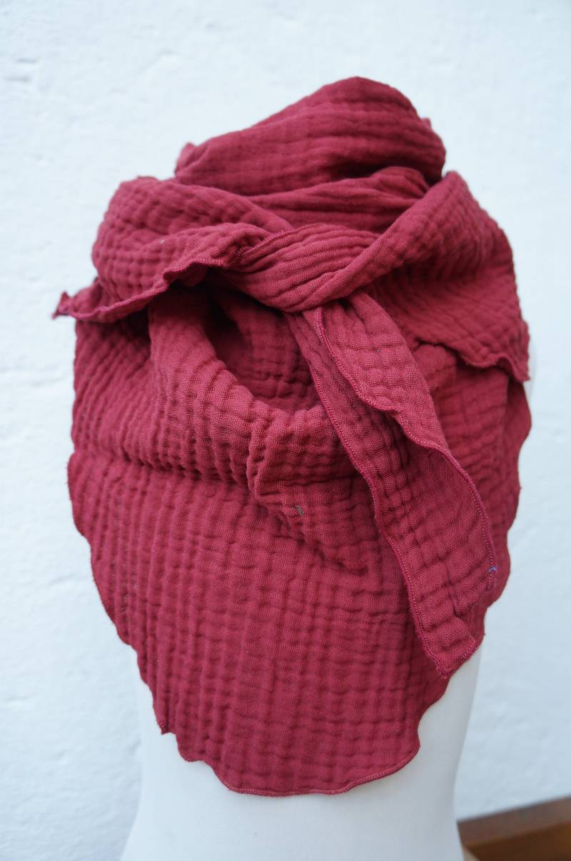 Tuch Damen Musselin Dreieckstuch Ziegelrot von FleerlingDesign