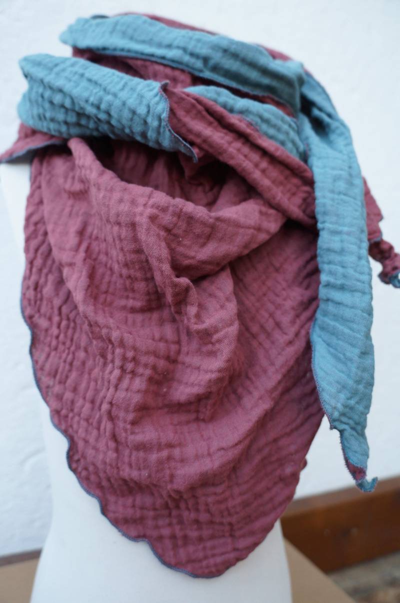 Tuch Damen Musselin Dreieckstuch Zweifarbig von FleerlingDesign