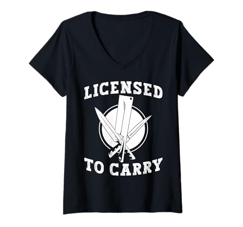Damen Licensed To Carry Meat Cutter Butcher T-Shirt mit V-Ausschnitt Damen Licensed To Carry Meat Cutter Butcher T-Shirt mit V-Ausschnitt von Fleischer Fleisch Schneider Metzger