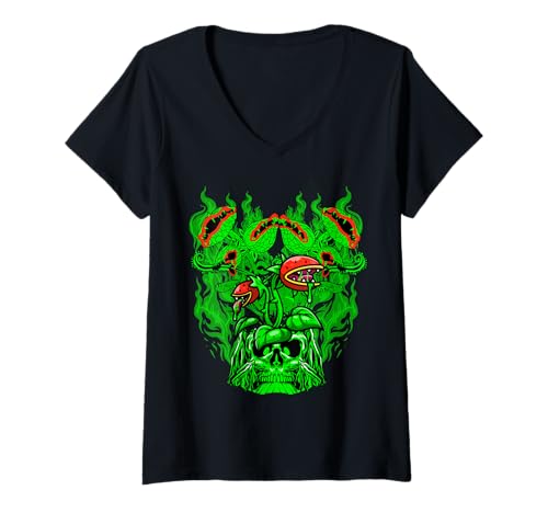 Damen Fleischfressende Pflanze T-Shirt mit V-Ausschnitt Damen Fleischfressende Pflanze T-Shirt mit V-Ausschnitt von Fleischfressende Pflanzen Geschenk Designs