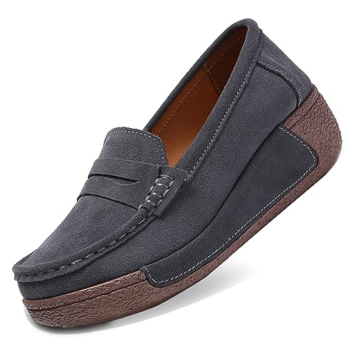 Flerivva Damen-Sneaker mit Keilabsatz, Plateau-Sneaker, Slip-Ons für lässiges Gehen, grau dunkel, 8.5-9 Flerivva Damen-Sneaker mit Keilabsatz, Plateau-Sneaker, Slip-Ons für lässiges Gehen, grau dunkel, 8.5-9 von Flerivva