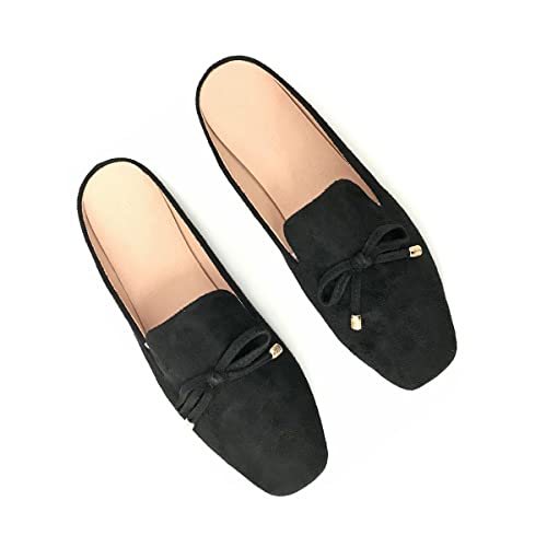 Flerivva Pantoletten für Damen, flache Schuhe, Schleife, Schlupfschuhe, offener Rücken, Sommer-Freizeitschuhe, Schwarz, 37.5 EU Flerivva Pantoletten für Damen, flache Schuhe, Schleife, Schlupfschuhe, offener Rücken, Sommer-Freizeitschuhe, Schwarz, 37.5 EU von Flerivva