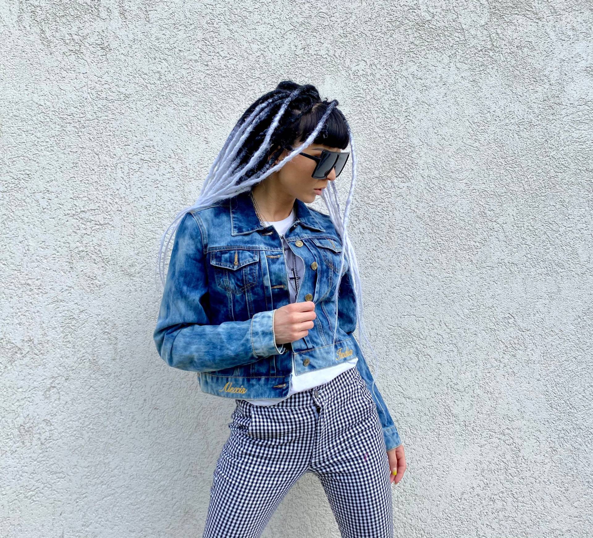 Ausgewaschene Jeansjacke, Puzzle Wear, Indien Name, Slim Damenjacke, Trendy Denim, Bestickt I Größe Xs-S Ausgewaschene Jeansjacke, Puzzle Wear, Indien Name, Slim Damenjacke, Trendy Denim, Bestickt I Größe Xs-S von FleshFresh