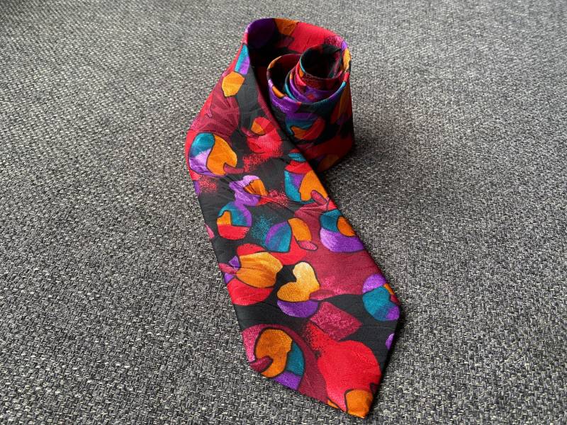 Vintage L.l. Abstrakte Krawatte, Warmes Rot, Orange Lila Hergestellt in Schweden, Krawatte Für Männer, Erwachsene von FleshFresh
