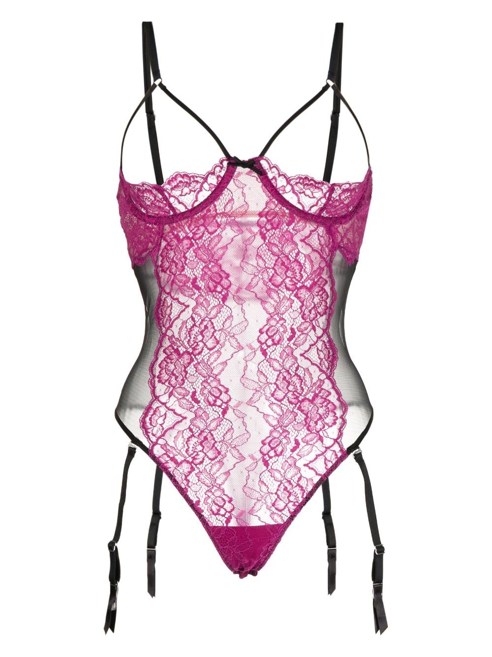 Fleur Du Mal Body mit Blumenstickerei - Violett von Fleur Du Mal