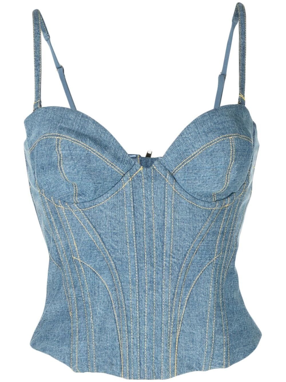 Fleur Du Mal Bustier mit Kontrastnähten - Blau von Fleur Du Mal