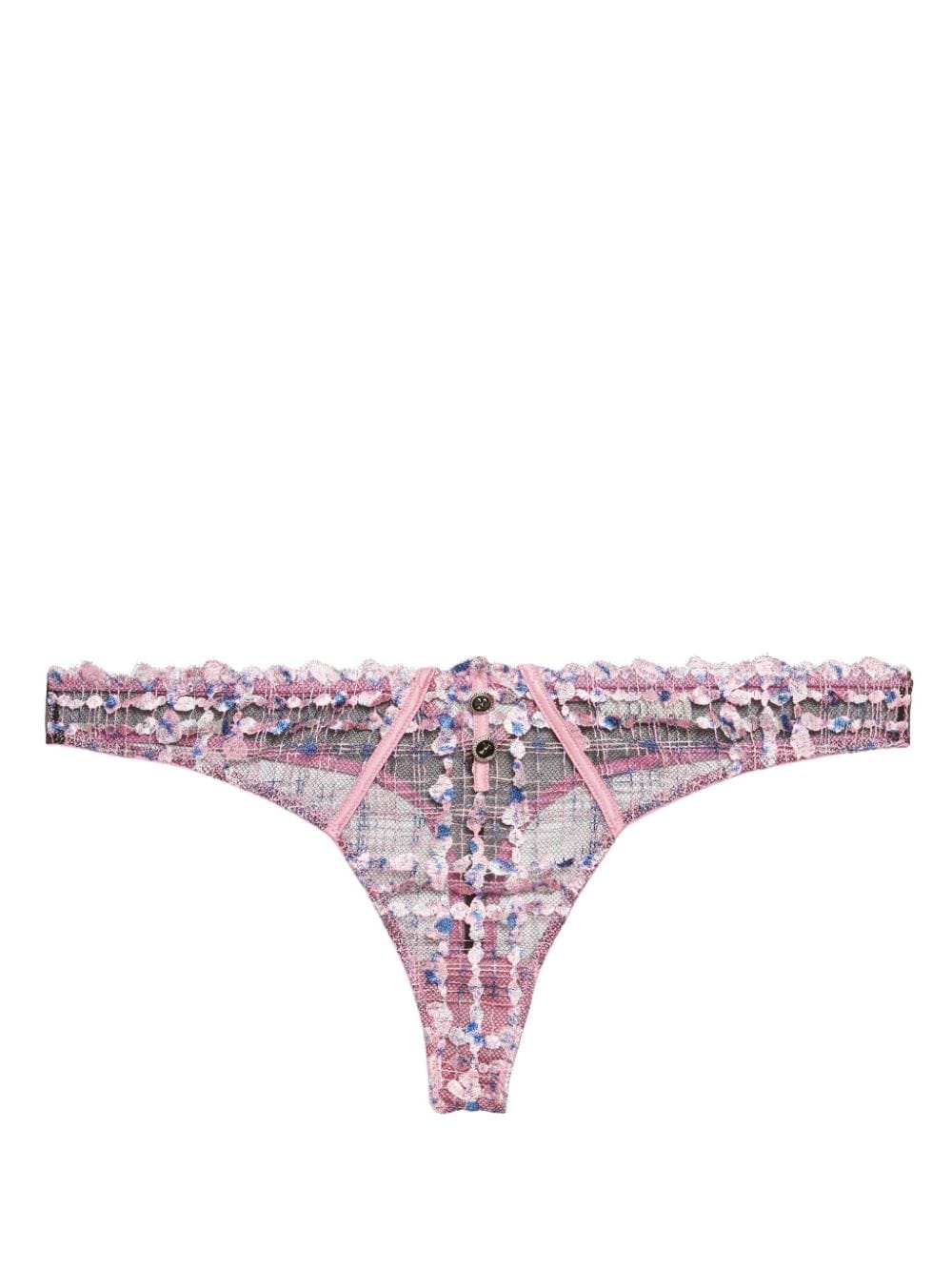 Fleur Du Mal Gabrielle Tanga mit Stickerei - Rosa von Fleur Du Mal