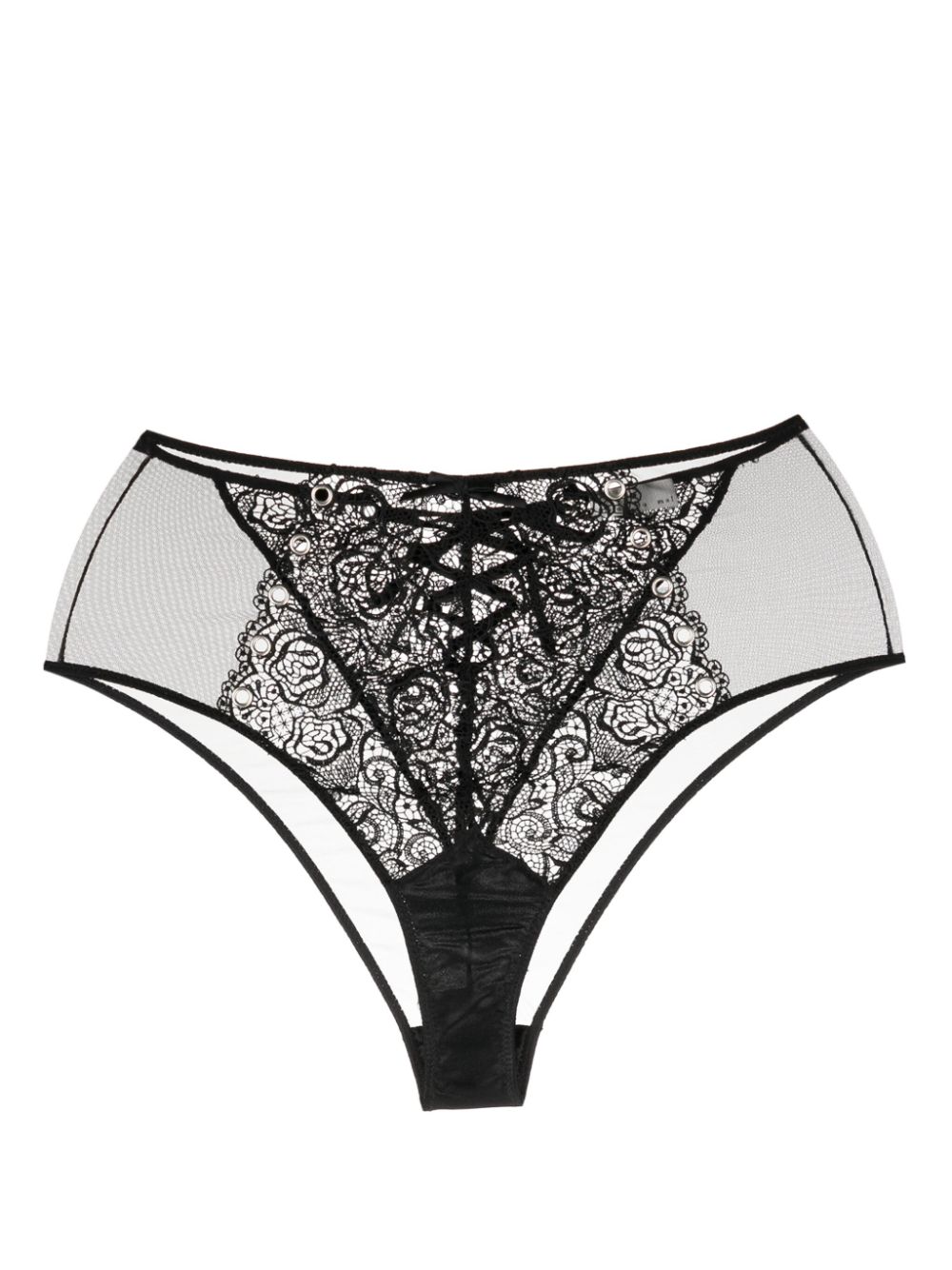 Fleur Du Mal Hoch sitzender Slip mit Blumenspitze - Schwarz von Fleur Du Mal