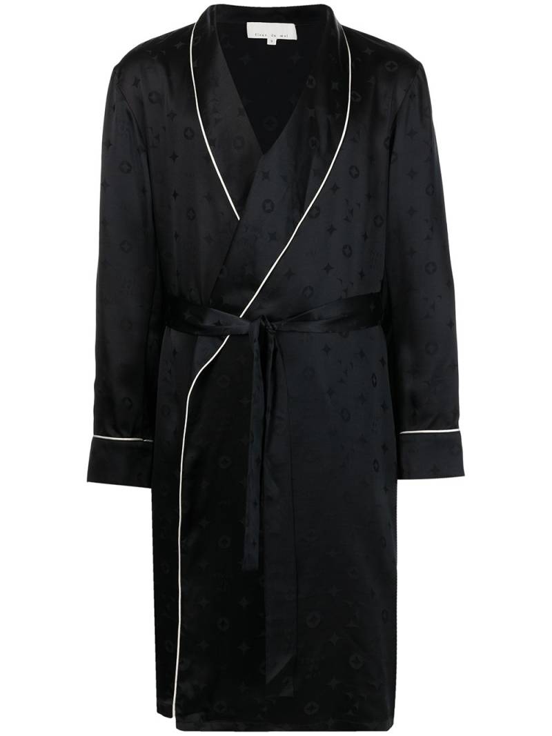 Fleur Du Mal Morgenmantel aus Jacquard-Seide - Schwarz von Fleur Du Mal