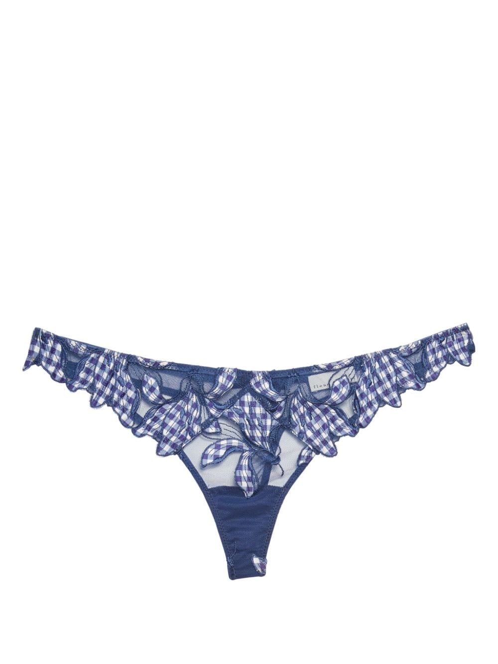 Fleur Du Mal Lily Tanga mit Stickerei - Blau von Fleur Du Mal