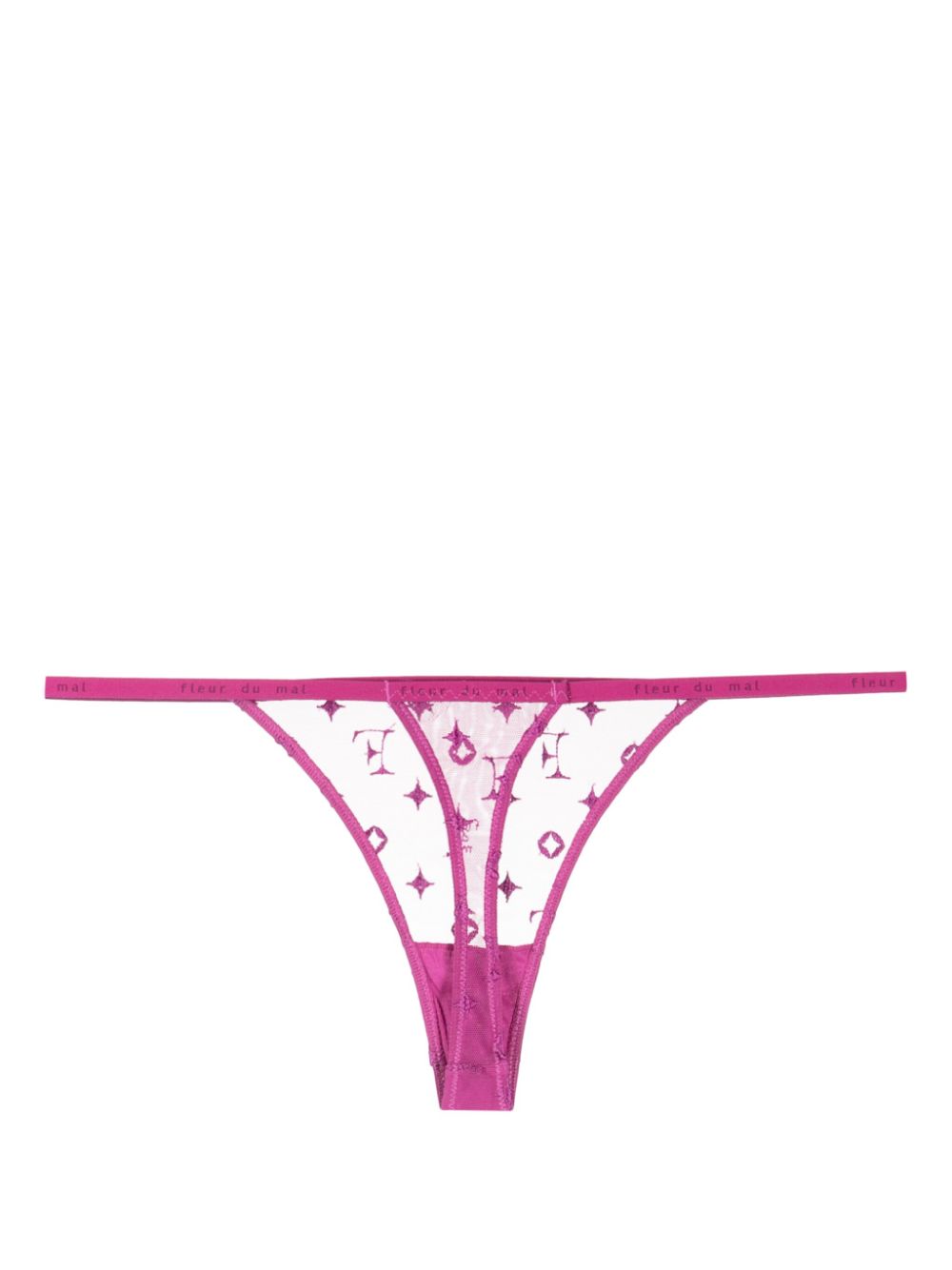 Fleur Du Mal Semi-transparenter Tanga mit Stickerei - Violett von Fleur Du Mal