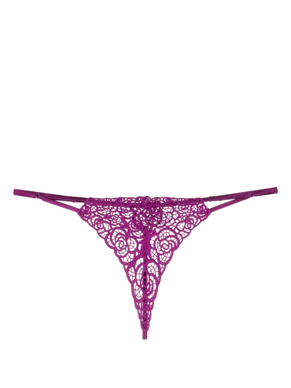 Fleur Du Mal Tanga aus Guipure-Spitze mit Blumenmotiv - Violett von Fleur Du Mal