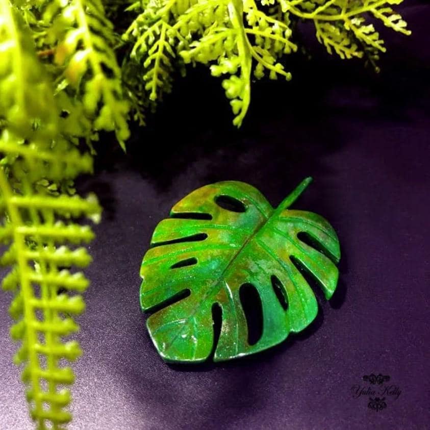 Grünes Blatt Brosche, Sommer Fimo Schmuck, Wald Grünes Blatt, Brosche von FleurClayDesign