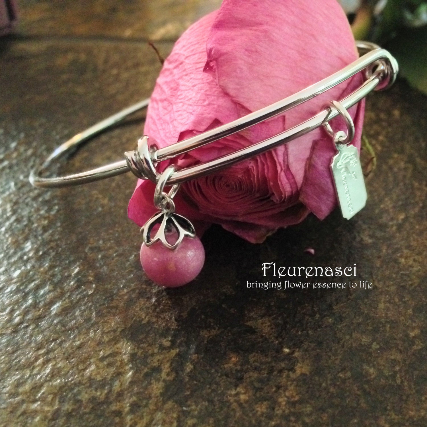 Blume Blüte Perle Silber Einstellbar Armreif - 37Br ~ Sonderanfertigung Bestellformular Erforderlich von Fleurenasci