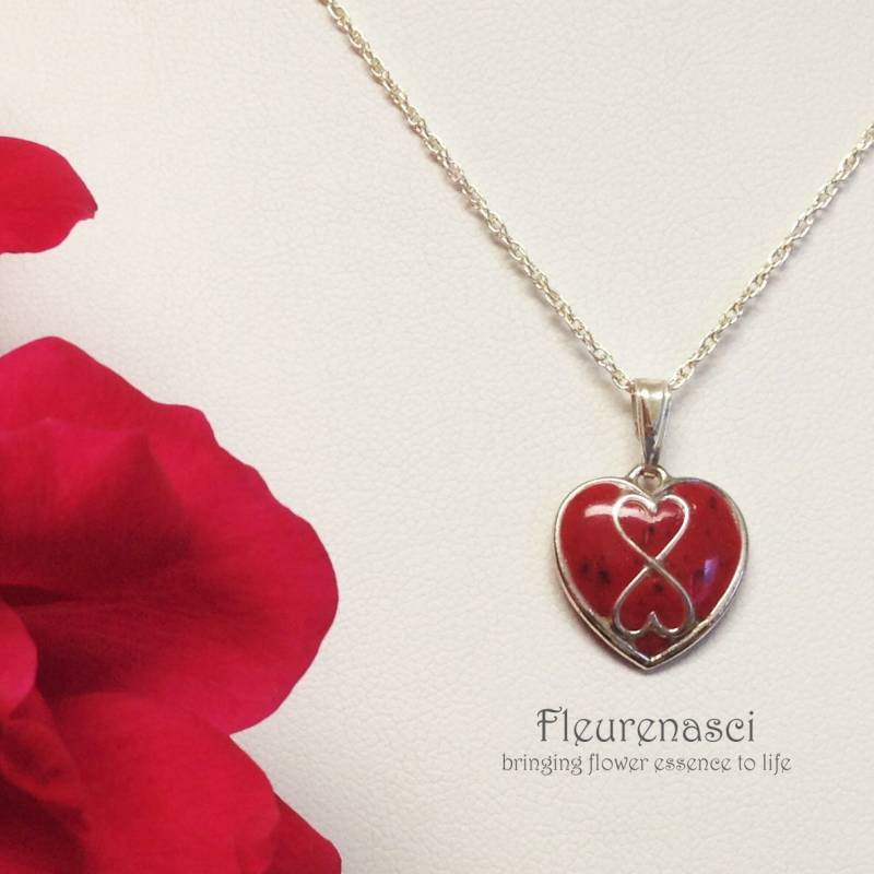 Blume Blütenblatt Bead Unendlichkeit Herz Anhänger Sterling Silber Halskette - 24N-S Sonderanfertigung von Fleurenasci