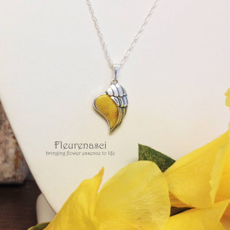 Blume Blütenblatt Engel Flügel Herz Anhänger in Sterling-Silber - 27Ne Custom Ummantelt von Fleurenasci