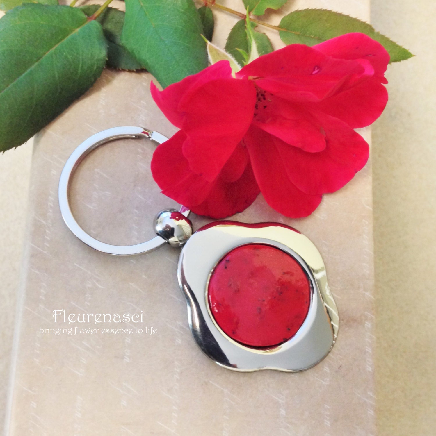 Schlüsselanhänger Blume Blütenblatt Lünette - Bkc ~ Sonderanfertigung von Fleurenasci