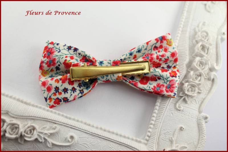 Barrette Oder Spindel Schmetterling Stoff Liberty Phoebe Pepsi Rot/Orange von FleursProvence