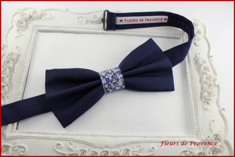 Fliege/Einstecktuch Manschettenknöpfe Aus Blauem Und Liberty Pepper-Blauem Stoff - Männer Kinder Babys von FleursProvence