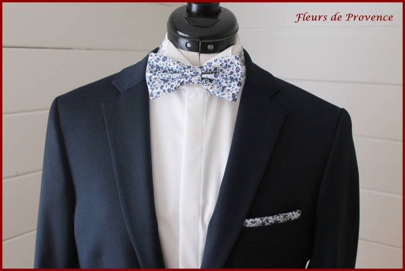 Fliege/Einstecktuch Manschettenknöpfe - Liberty Phoebe Blauer Stoff Männer Kinder Babys von FleursProvence