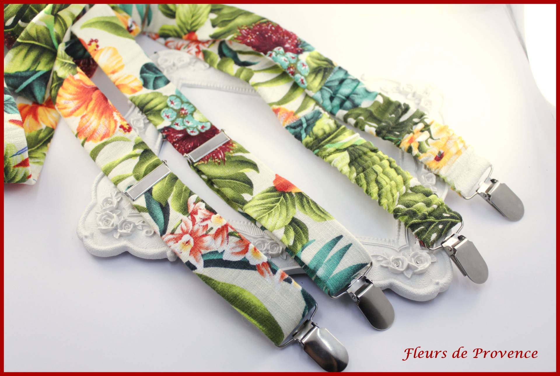 Hosenträger Aus Tropen-Aloha-stoff in Elfenbein - Herren/Kinder Baby von FleursProvence