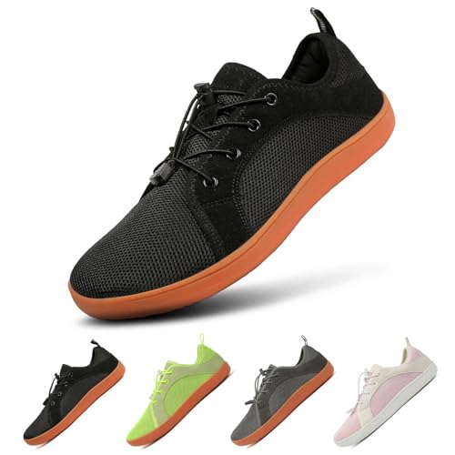 FlexEase Unisex Barfuss Schuhe Damen Herren Barfußschuhe Sneaker mit Breite Zehenbox Leicht Turnschuhe Bequeme Zero-Drop Solhe Laufschuhe Fitness Zehenschuhe Black 41 von FlexEase