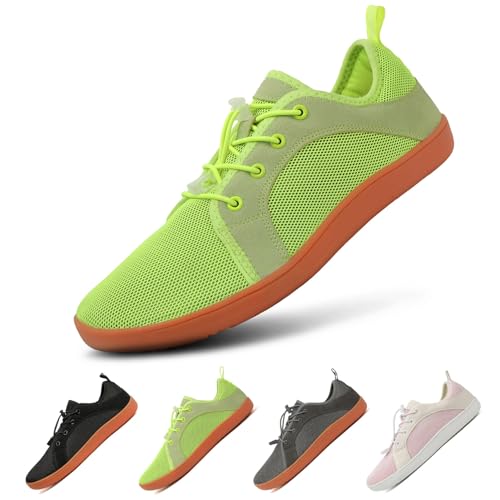FlexEase Unisex Barfuss Schuhe Damen Herren Barfußschuhe Sneaker mit Breite Zehenbox Leicht Turnschuhe Bequeme Zero-Drop Solhe Laufschuhe Fitness Zehenschuhe Green 38 von FlexEase