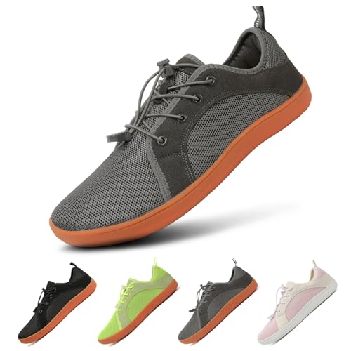 FlexEase Unisex Barfuss Schuhe Damen Herren Barfußschuhe Sneaker mit Breite Zehenbox Leicht Turnschuhe Bequeme Zero-Drop Solhe Laufschuhe Fitness Zehenschuhe Grye 40 von FlexEase