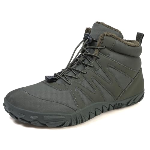 FlexEase Unisex Barfußschuhe Winter Gefüttert Herren Damen Winterschuhe Wasserabweisend rutschfeste Warm Outdoor Bequem Barfuss Schuhe Green 40 EU von FlexEase