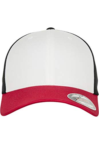 Flexfit 3-Tone Baseball Cap, red/White/Black, L/XL von Flexfit