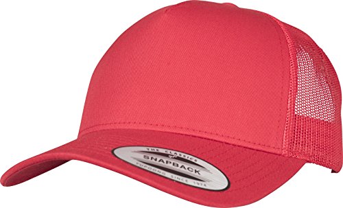 FLEXFIT Trucker Cap, Classic Trucker Hat, Baseball Trucker Cap with 5-Panel and Mesh Back, Adjustable Baseball Hat with Plastic Closure, Headwear, Unisex, Colour: Red, Size: One Size von Flexfit