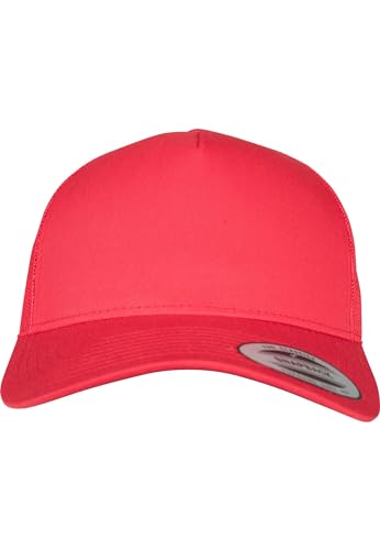FLEXFIT Trucker Cap, Classic Trucker Hat, Baseball Trucker Cap with 5-Panel and Mesh Back, Adjustable Baseball Hat with Plastic Closure, Headwear, Unisex, Colour: Red, Size: One Size von Flexfit