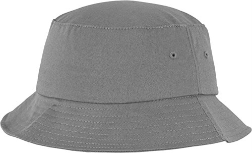 Flexfit Cotton Twill Bucket Hat - Unisex Anglerhut für Damen und Herren, einfarbig, mit patentiertem Flexfit Band, Farbe Grau, one size von Flexfit